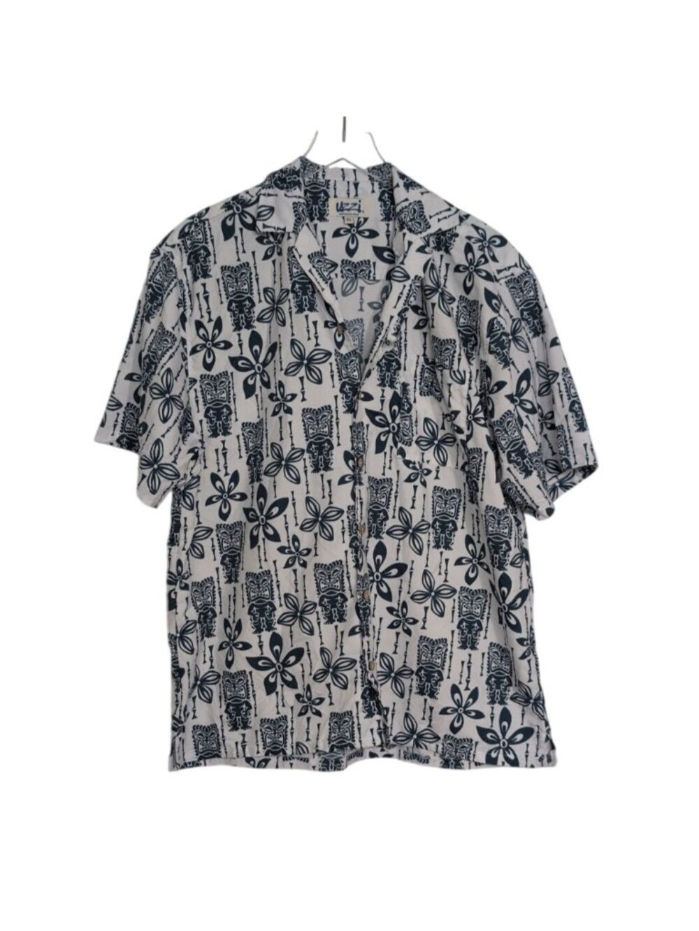 Uzzi Amphibious Gear Tiki Shirt Mens Size XL Blue Hawaiian Polynesian Floral